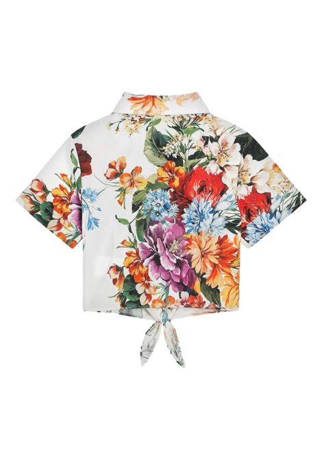 Shirt With Knot and Flower Print DOLCE & GABBANA KIDS | L54S05-HS5TVHA5PC